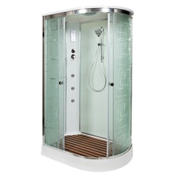 DETO Душевая кабина EM1511L с гидромассажем и электрикой, размер 110x80 см, профиль глянцевый хром, стекло с узором EM1511LGM+EL - фото 198900