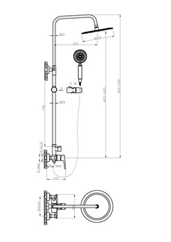 BELBAGNO Ancona Душевая стойка со смесителем для душа, верхним и ручным душем, хром ANCONA-DOCM-CRM - фото 214586