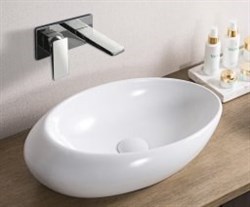 BELBAGNO Раковина керамическая накладная, овальная BB1396, овальная, 585х370х145, цвет белый BB1396 - фото 215250