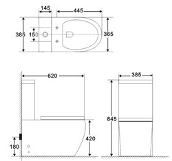 BELBAGNO Amanda Чаша унитаза безободкового, P-trap, цвет белый BB051CPR - фото 215468