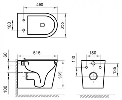 BELBAGNO Flay-R Чаша унитаза подвесного безободкового, P-trap, цвет белый BB053CHR - фото 215495