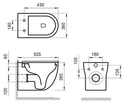 BELBAGNO Onda Чаша унитаза подвесного безободкового, P-trap, цвет белый BB066CHR - фото 215506