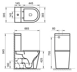 BELBAGNO Sfera-R Чаша унитаза безободкового, P-trap, цвет белый BB2141CPR - фото 215513