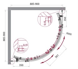 BELBAGNO Acqua Душевой уголок полукруглый, размер 90х90 см, двери раздвижные, стекло 8 мм ACQUA-R-2-90-C-NERO - фото 215569