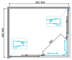 BELBAGNO Due Душевой уголок квадратный, размер 90х90 см, двери раздвижные, стекло 5 мм DUE-A-2-90-P-Cr - фото 215619