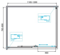 BELBAGNO Due Душевой уголок прямоугольный, размер 120х80 см, двери раздвижные, стекло 5 мм - фото 215620
