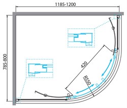 BELBAGNO Due Душевой уголок полукруглый-ассиметричный, размер 120х80 см, двери раздвижные, стекло 5 мм DUE-RH-2-120/80-C-Cr - фото 215633