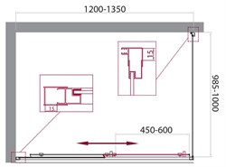 BELBAGNO Unique Душевой уголок прямоугольный, размер 120х100 см, двери раздвижные, стекло 5 мм UNIQUE-AH-1-120/135-100-C-Cr - фото 215848