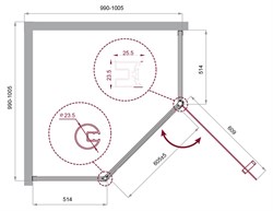 BELBAGNO Uno-195 Душевой уголок пятиугольный, размер 90х90 см, двери раздвижные, стекло 5 мм UNO-195-P-1-100-C-Cr - фото 216008