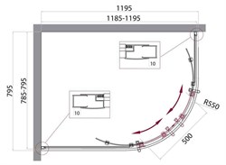 BELBAGNO Uno-195 Душевой уголок полукруглый-ассиметричный, размер 120х80 см, двери раздвижные, стекло 5 мм UNO-195-RH-2-120/80-C-Cr - фото 216027