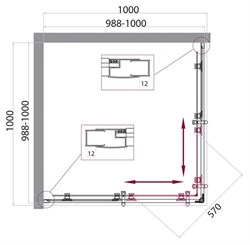 BELBAGNO Uno-195 Душевой уголок квадратный, размер 100х100 см, двери раздвижные, стекло 5 мм UNO-195-A-2-100-C-NERO - фото 216029