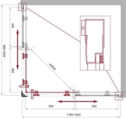 BELBAGNO Uno-195 Душевой уголок прямоугольный, размер 120х100 см, двери раздвижные, стекло 5 мм UNO-195-AH-2-120/100-C-NERO - фото 216033