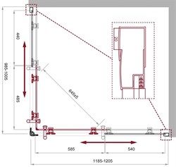 BELBAGNO Uno-195 Душевой уголок прямоугольный, размер 120х100 см, двери раздвижные, стекло 5 мм UNO-195-AH-2-120/100-CH-CR - фото 216047