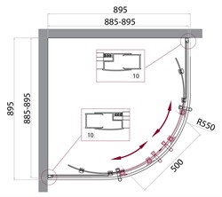 BELBAGNO Uno-195 Душевой уголок полукруглый, размер 90х90 см, двери раздвижные, стекло 5 мм - фото 216055