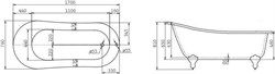 BELBAGNO Ванна акриловая BB06-1700, отдельностоящая, размер 170х75 см, белая BB06-1700 - фото 218710