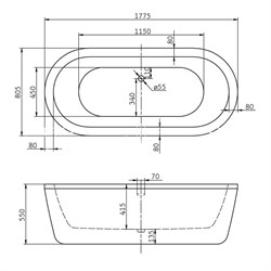 BELBAGNO Ванна акриловая BB12-1775, отдельностоящая, размер 180х80 см, белая BB12-1775 - фото 218733