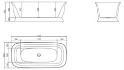 BELBAGNO Ванна акриловая BB400-1700-800, отдельностоящая, размер 170х80 см, белая BB400-1700-800 - фото 218775