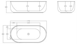 BELBAGNO Ванна акриловая BB401-1700-800, отдельностоящая, размер 170х80 см, белая BB401-1700-800 - фото 218776