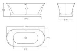 BELBAGNO Ванна акриловая BB402-1700-790, отдельностоящая, размер 170х80 см, белая BB402-1700-790 - фото 218777