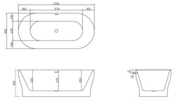 BELBAGNO Ванна акриловая BB405-1500-800, отдельностоящая, размер 150х80 см, белая BB405-1500-800 - фото 218781