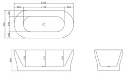 BELBAGNO Ванна акриловая BB405-1700-800, отдельностоящая, размер 170х80 см, белая BB405-1700-800 - фото 218782