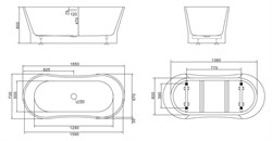 BELBAGNO Ванна акриловая BB406-1650-730, отдельностоящая, размер 165х75 см, белая BB406-1650-730 - фото 218783