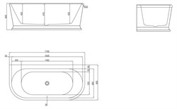 BELBAGNO Ванна акриловая BB408-1700-800, пристенная, размер 170х80 см, белая BB408-1700-800 - фото 218785