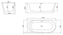 BELBAGNO Ванна акриловая BB410-1700-780-L, пристенная, размер 170х80 см, белая BB410-1700-780-L - фото 218794