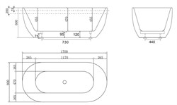 BELBAGNO Ванна акриловая BB70-1700-800, отдельностоящая, размер 170х80 см, белая BB70-1700-800 - фото 218819