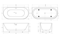 BELBAGNO Ванна акриловая BB412-1700-800-MATT, пристенная, размер 170х80 см, белая матовая BB412-1700-800-MATT - фото 218855