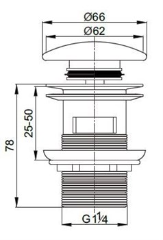 CEZARES Czr Донный клапан с системой "Клик-клак" с переливом, черная керамическая крышка, цвет черный матовый - фото 224555
