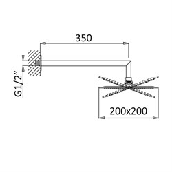 CEZARES Porta Верхний душ квадратный 200x200мм с держателем 350 мм, цвет хром PORTA-TDDQ-01 - фото 224758
