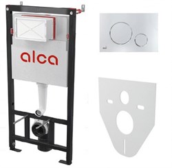 ALCA PLAST Set с инсталляцией, кнопкой хром - фото 226516