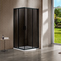 VINCEA Garda Душевой уголок двери раздвижные, размер 120х80 см, профиль - черный  / стекло - тонированное, стекло 6 мм - фото 226944