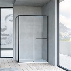 VINCEA Slim Soft Душевой уголок двери раздвижные, размер 100х80 см, профиль - черный  / стекло - прозрачное, стекло 6 мм - фото 226970