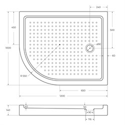 CEZARES Акриловый поддон TRAY-A-RH-120/100-550-15-W-R полукруглый-асимметричный, размер 120х100 см, высота 15 см, цвет белый TRAY-A-RH-120/100-550-15-W-R - фото 227893