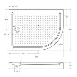 CEZARES Акриловый поддон TRAY-A-RH-120/90-550-15-W-L полукруглый-асимметричный, размер 120х90 см, высота 15 см, цвет белый TRAY-A-RH-120/90-550-15-W-L - фото 227896