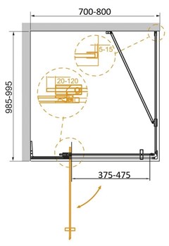 CEZARES Slider Душевой уголок прямоугольный двери распашные, профиль - хром / стекло - прозрачное, размер 70х100 см, стекло 8 мм - фото 228418