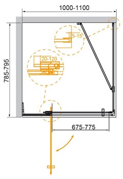 CEZARES Slider Душевой уголок прямоугольный двери распашные, профиль - хром / стекло - прозрачное, размер 100х80 см, стекло 8 мм - фото 228436