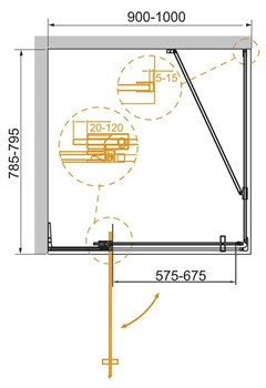 CEZARES Slider Душевой уголок прямоугольный двери распашные, профиль - хром / стекло - прозрачное, размер 90х80 см, стекло 8 мм - фото 228454