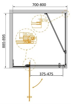 CEZARES Slider Душевой уголок прямоугольный двери распашные, профиль - хром / стекло - серое, размер 70х90 см, стекло 8 мм - фото 228468
