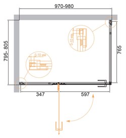 CEZARES Bellagio Душевой уголок прямоугольный двери распашные, профиль - черный / стекло - прозрачное, размер 100х80 см, стекло 8 мм - фото 228706