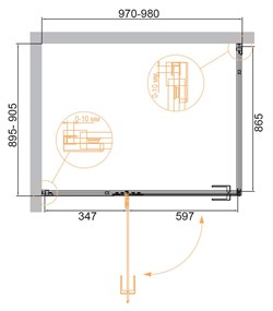 CEZARES Bellagio Душевой уголок прямоугольный двери распашные, профиль - черный / стекло - прозрачное, размер 100х90 см, стекло 8 мм - фото 228708