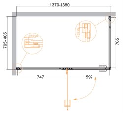 CEZARES Bellagio Душевой уголок прямоугольный двери распашные, профиль - черный / стекло - прозрачное, размер 140х80 см, стекло 8 мм - фото 228718