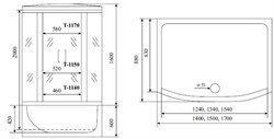 TIMO Standart Душевая кабина прямоугольная, размер 170х88 см, профиль - хром / стекло - прозрачное, двери раздвижные - фото 232520