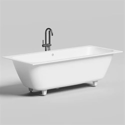 SALINI Orlanda Встраиваемая ванна с прямоугольной чашей, регулируемые ножки, донный клапан "Up&Down" белый, сифон, интегрированный слив-перелив размер 180х80 см, белый - фото 236266