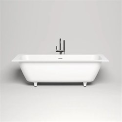 SALINI Orlanda Встраиваемая ванна с прямоугольной чашей, регулируемые ножки, донный клапан "Up&Down" белый, сифон, интегрированный слив-перелив размер 180х80 см, белый матовый - фото 236292