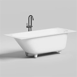 SALINI Ornella Встраиваемая ванна с прямоугольной чашей, регулируемые ножки, донный клапан "Up&Down" белый, сифон, интегрированный слив-перелив размер 170х70 см, белый матовый - фото 236356