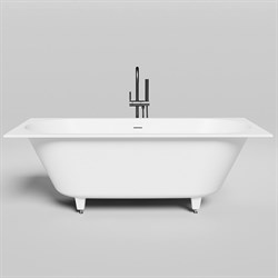 SALINI Ornella Встраиваемая ванна с прямоугольной чашей, регулируемые ножки, донный клапан "Up&Down" белый, сифон, интегрированный слив-перелив размер 180х80 см, белый матовый - фото 236784