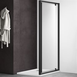 AQUATEK Душевая дверь распашные, ширина 100 см, профиль черный / стекло прозрачное, стекло 6 мм - фото 239638